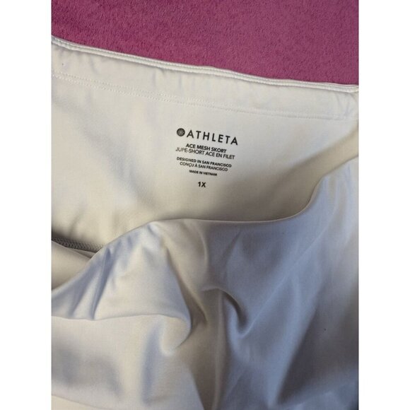 ATHLETA ACE MESH SKORT TENNIS~GOLF~RUN BRIGHT WHITE WICKING SHORTS~1X - Picture 2 of 5